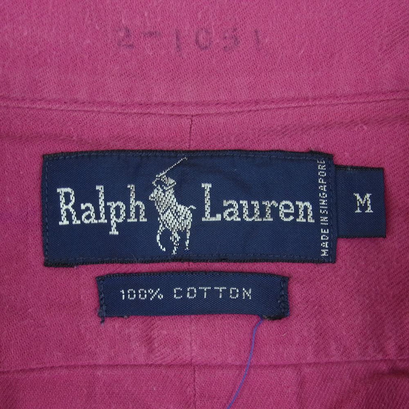 POLO RALPH LAUREN ポロ・ラルフローレン 90s コットン 長袖 ボタンダウン シャツ ピンク系 M【中古】