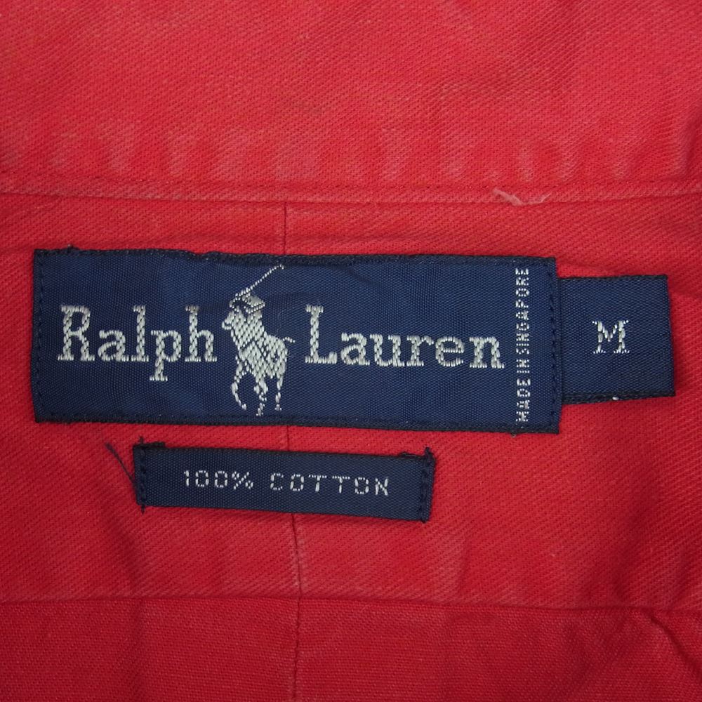 POLO RALPH LAUREN ポロ・ラルフローレン 90s コットン 長袖 ボタンダウン シャツ レッド系 M【中古】