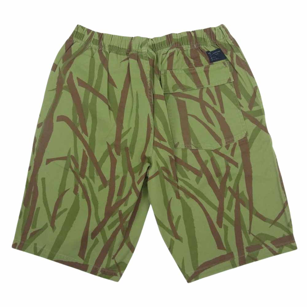 STUSSY ステューシー CAMO PULL ON BEACH カモフラ トライバル リーフ総柄 ショーツ ハーフパンツ カーキ系 M【中古】