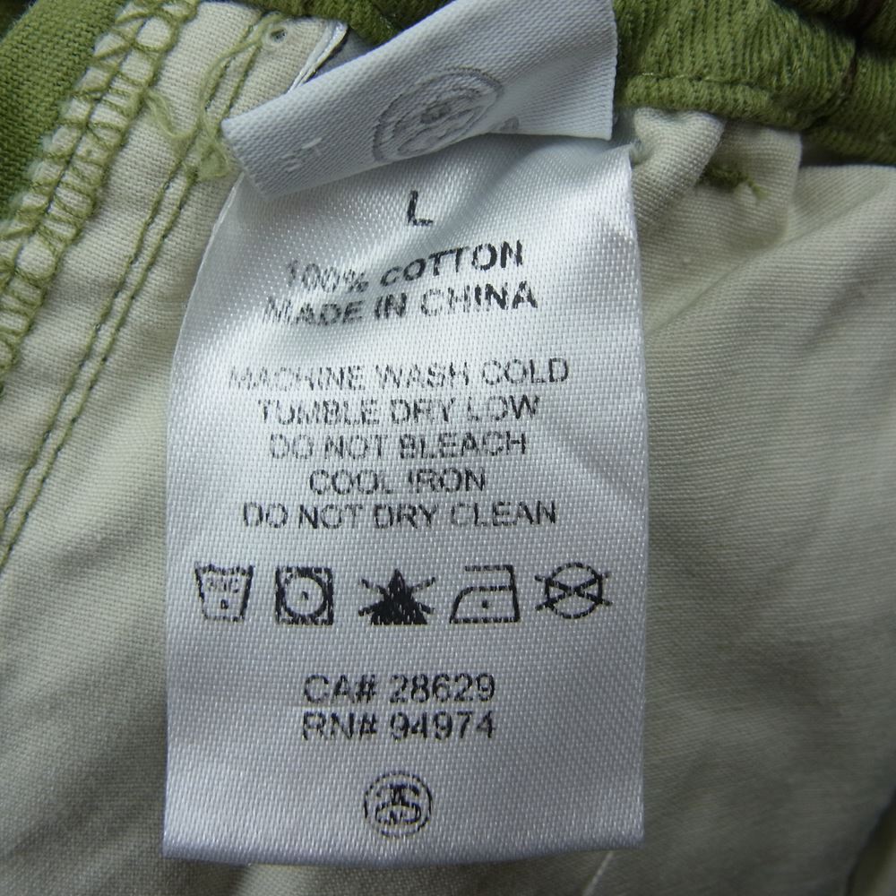 STUSSY ステューシー CAMO PULL ON BEACH カモフラ トライバル リーフ総柄 ショーツ ハーフパンツ カーキ系 L【中古】