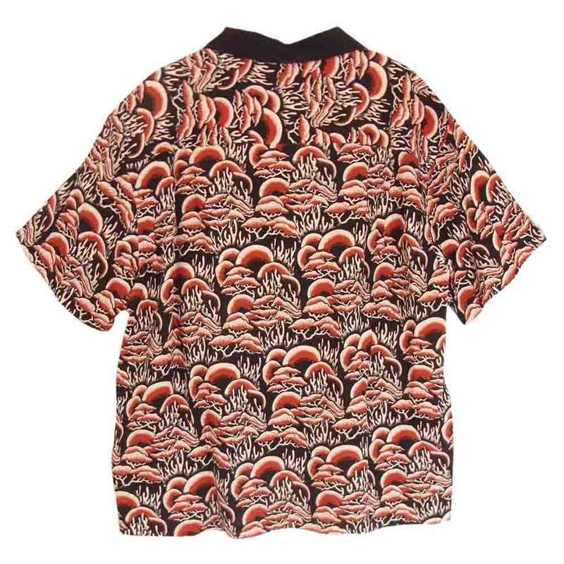 STUSSY ステューシー CORAL PATTERN SHIRT オープンカラー レーヨン 半袖 シャツ レッド S ブラック系 S【中古】