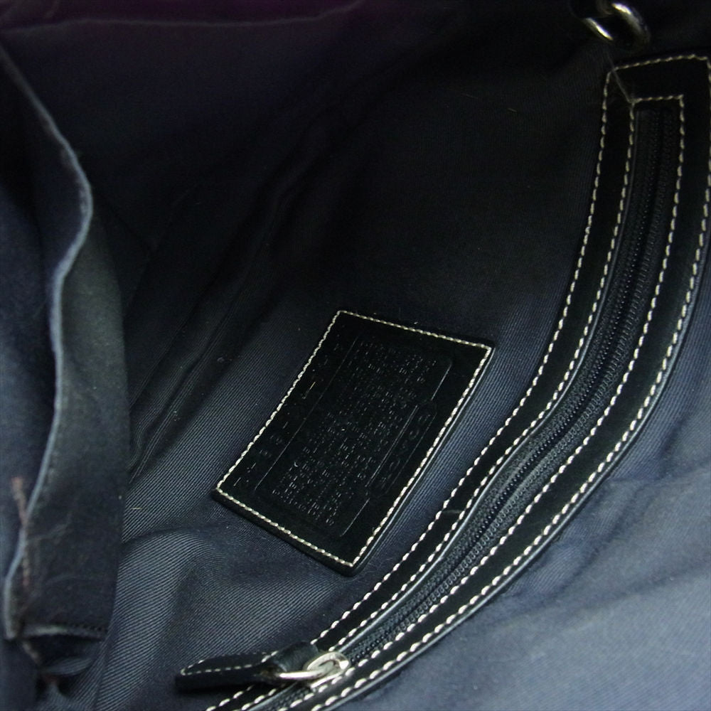 COACH コーチ 6842 シグネチャー レザーストラップ キャンバス ショルダーバッグ ブラック ブラック系【中古】