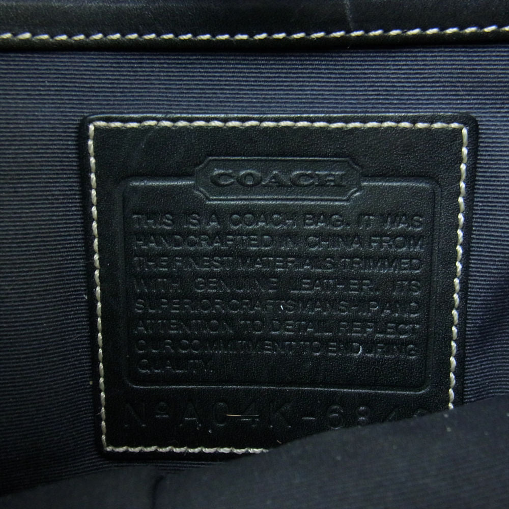 COACH コーチ 6842 シグネチャー レザーストラップ キャンバス ショルダーバッグ ブラック ブラック系【中古】