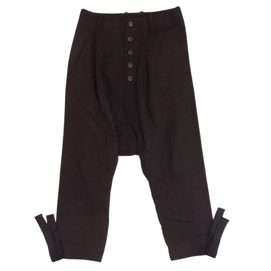 Yohji Yamamoto ヨウジヤマモト REGULATION レギュレーション FJ-P52-301 Dropped Crotch Pants 裾ドローコード サルエルパンツ ブラック系 1【中古】
