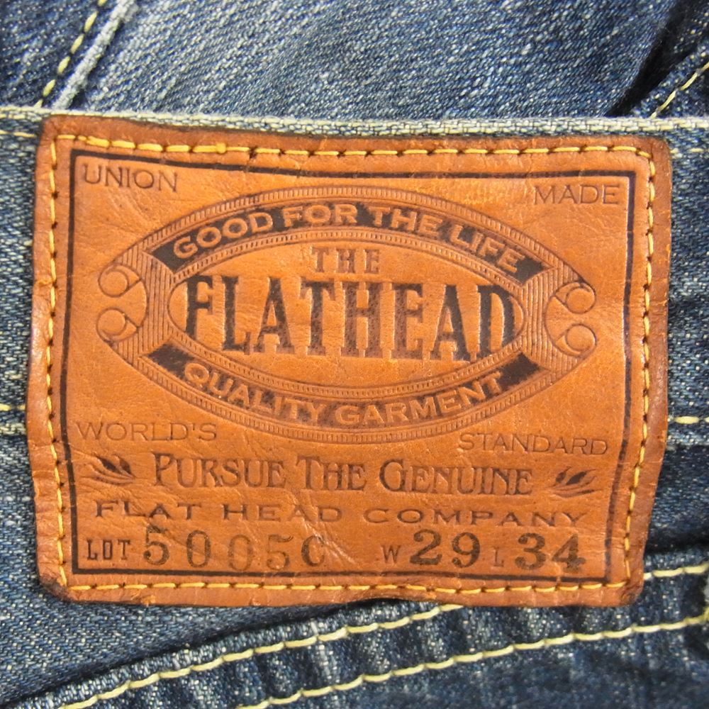 THE FLAT HEAD ザフラットヘッド 5005C USED加工 ストレート デニム パンツ インディゴブルー系 W29 L34【中古】