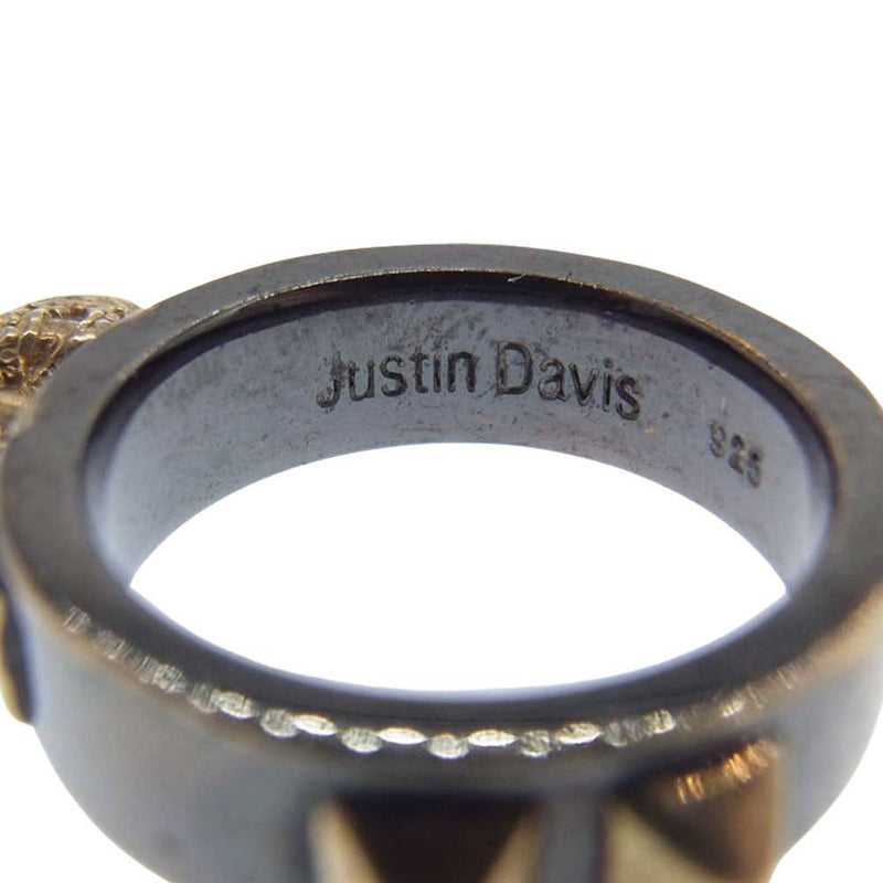 Justin Davis ジャスティンデイビス SRJ736 11 S RUDIE RING ルーディー リング シルバー925 クラウン スタッズ ゴールド系 約9号【中古】