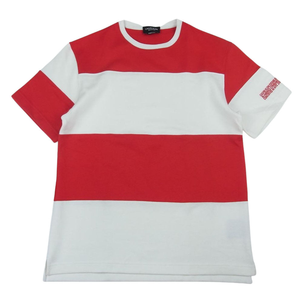 CALVIN KLEIN ボーダー 半袖 Tシャツ ホワイト系 レッド系 M【中古】