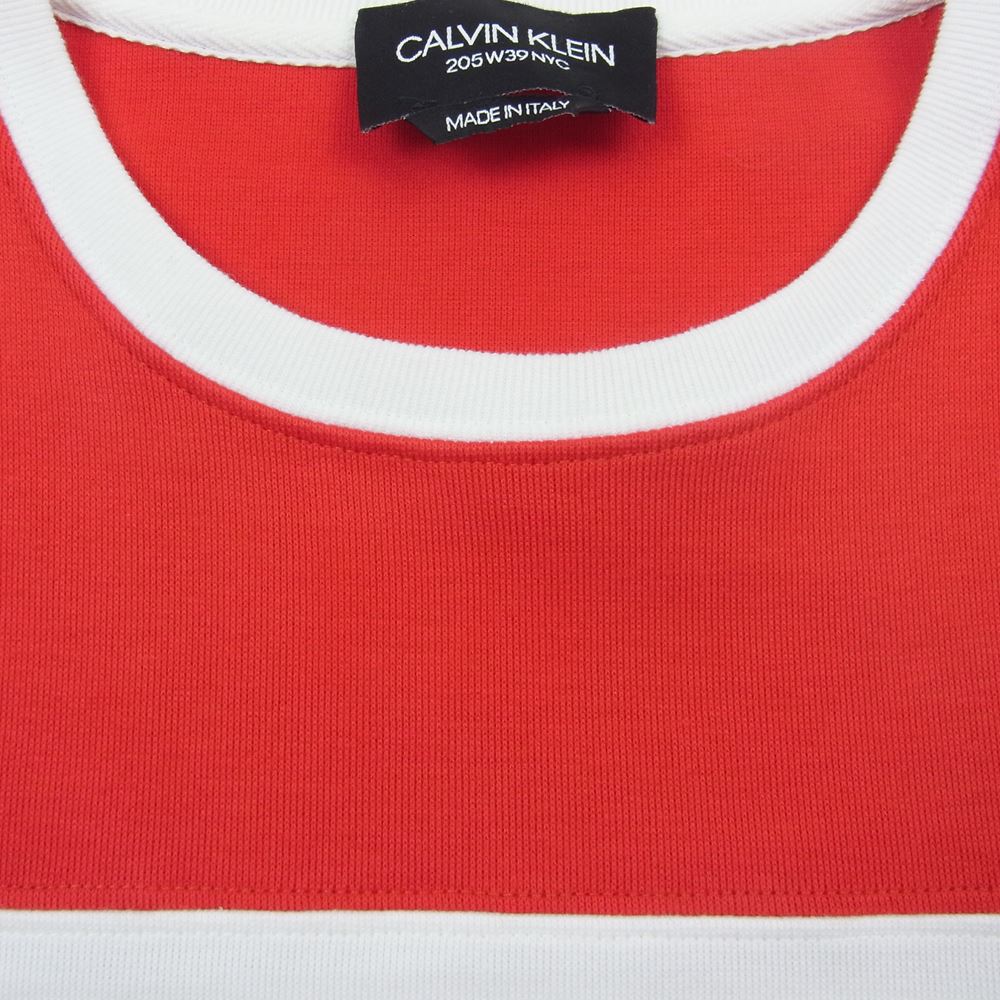 CALVIN KLEIN ボーダー 半袖 Tシャツ ホワイト系 レッド系 M【中古】
