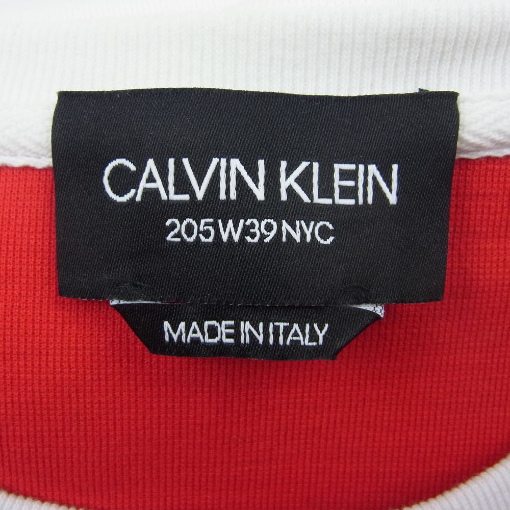 CALVIN KLEIN ボーダー 半袖 Tシャツ ホワイト系 レッド系 M【中古】