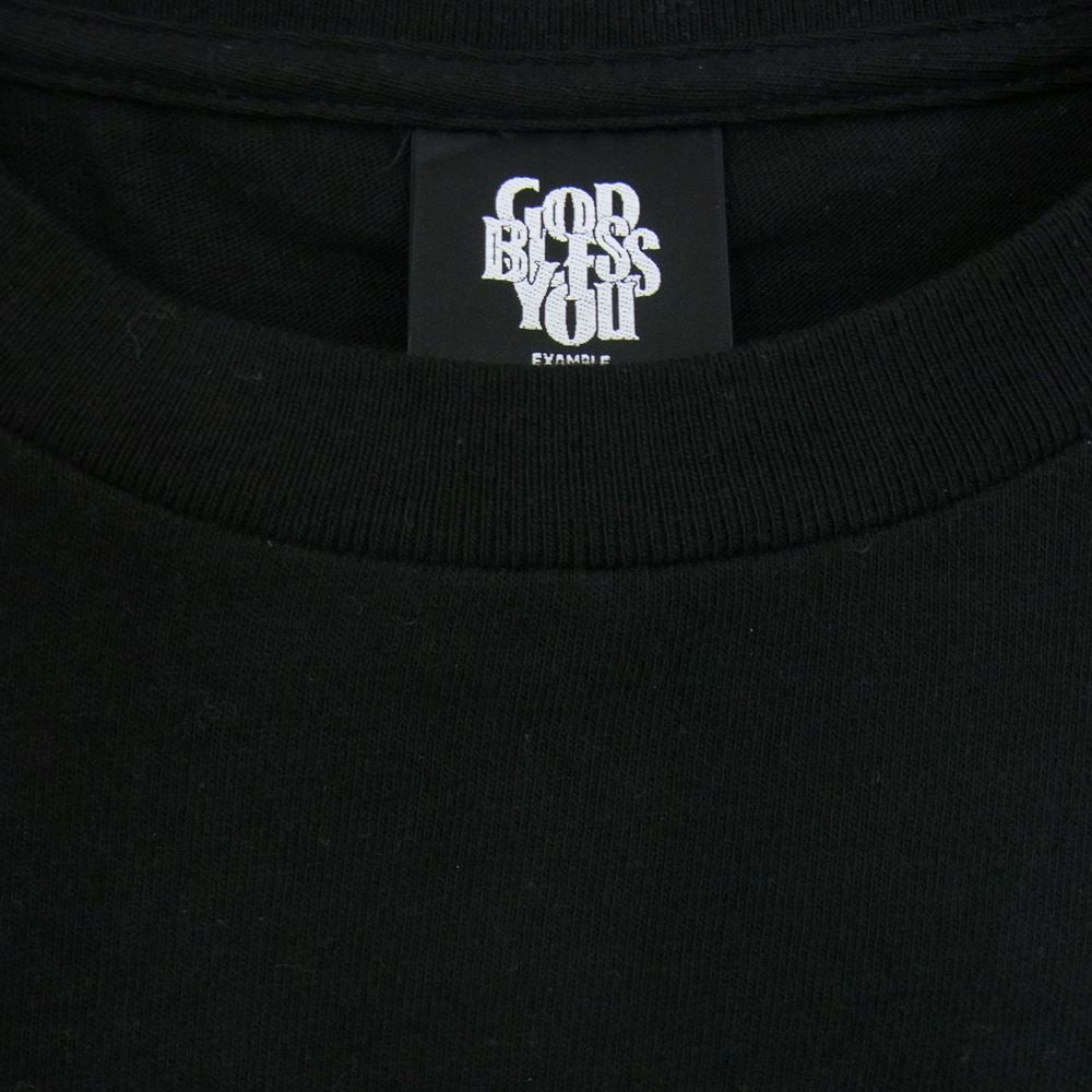 ゴッドブレスユー  EXAMPLE ロゴ 刺繍 TEE Tシャツ ブラック系 L【中古】