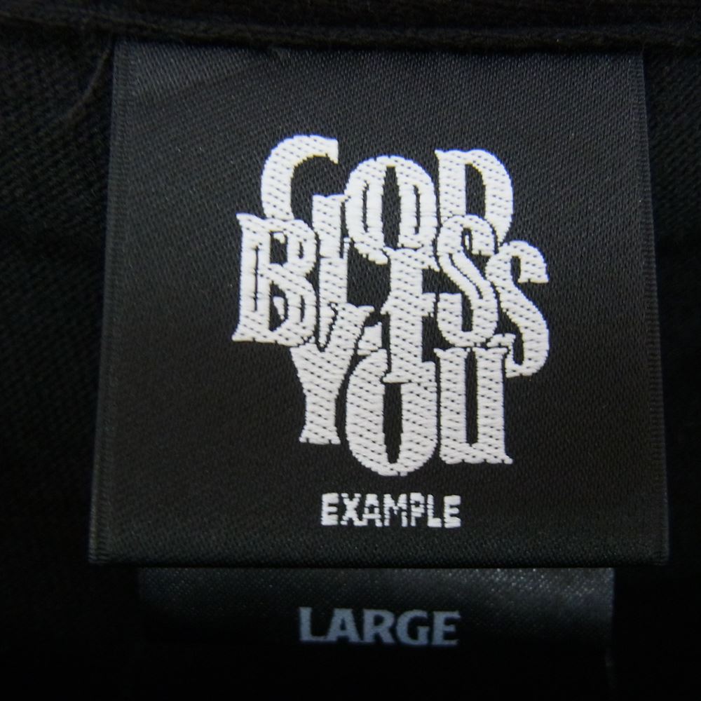 ゴッドブレスユー  EXAMPLE ロゴ 刺繍 TEE Tシャツ ブラック系 L【中古】