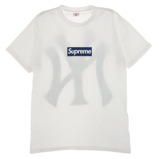 Supreme シュプリーム 15SS × New York Yankees Box Logo Tee ニューヨークヤンキース ボックスロゴ プリント 半袖 Tシャツ ホワイト系 M【中古】