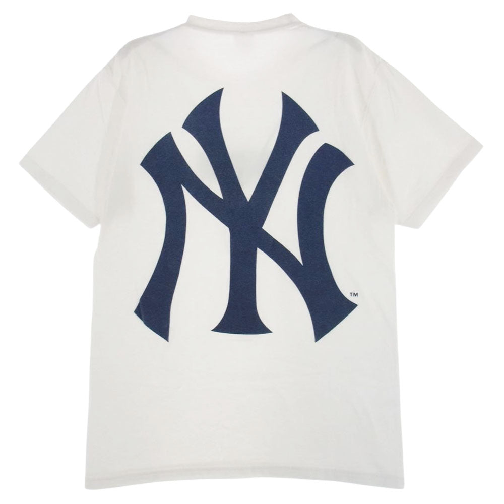 Supreme シュプリーム 15SS × New York Yankees Box Logo Tee ニューヨークヤンキース ボックスロゴ プリント 半袖 Tシャツ ホワイト系 M【中古】