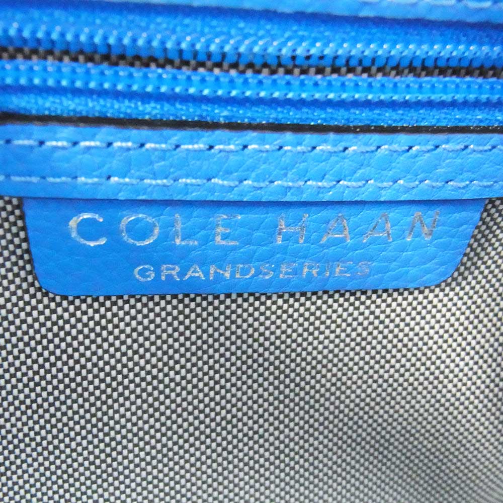 COLE HAAN コールハーン ブルー パネル切替 レザー チェーン ショルダーバッグ ブルー系【美品】【中古】
