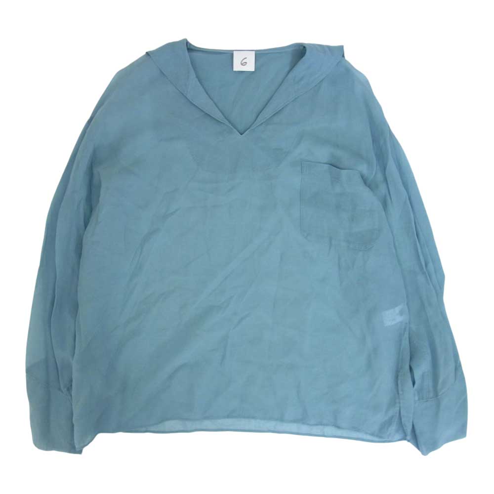 ロク SHEER SAILOR COLLAR BLOUSE セーラー カラー ブラウス ブルー系 36【中古】
