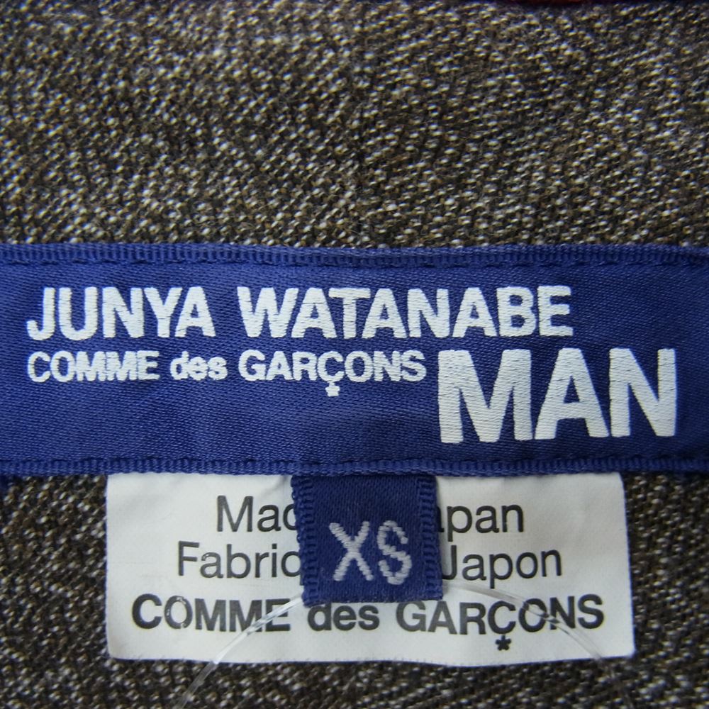 JUNYA WATANABE COMME des GARCONS MAN ジュンヤワタナベコムデギャルソンマン AD2014 WN-B031 異素材 切替 エルボーパッチ チェック シャツ レッド  レッド系 XS【中古】