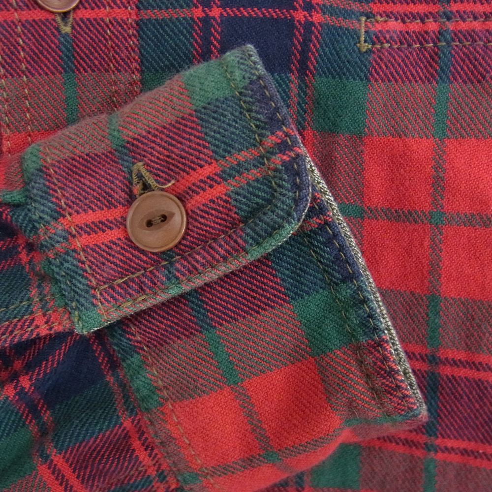 JUNYA WATANABE COMME des GARCONS MAN ジュンヤワタナベコムデギャルソンマン AD2014 WN-B031 異素材 切替 エルボーパッチ チェック シャツ レッド  レッド系 XS【中古】