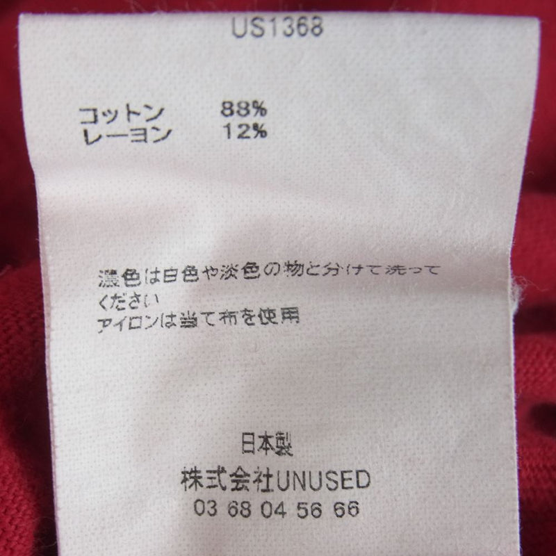 UNUSED アンユーズド US1368 BIG POCKET TEE ビッグ ポケット Tシャツ オーバーサイズ コットン 日本製 レッド系 2【中古】