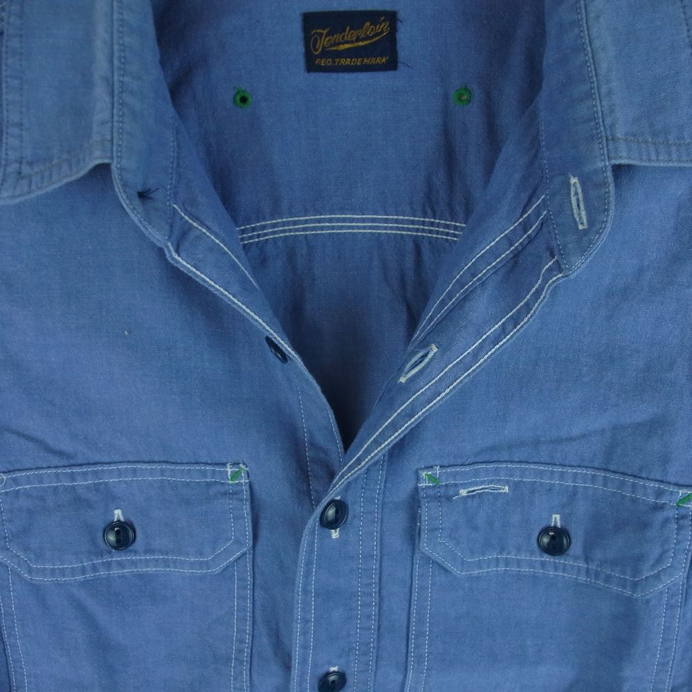 TENDERLOIN テンダーロイン T-CHAMBRAY SHT S/S シャンブレー 半袖 シャツ コットン 日本製 インディゴブルー系 S【中古】