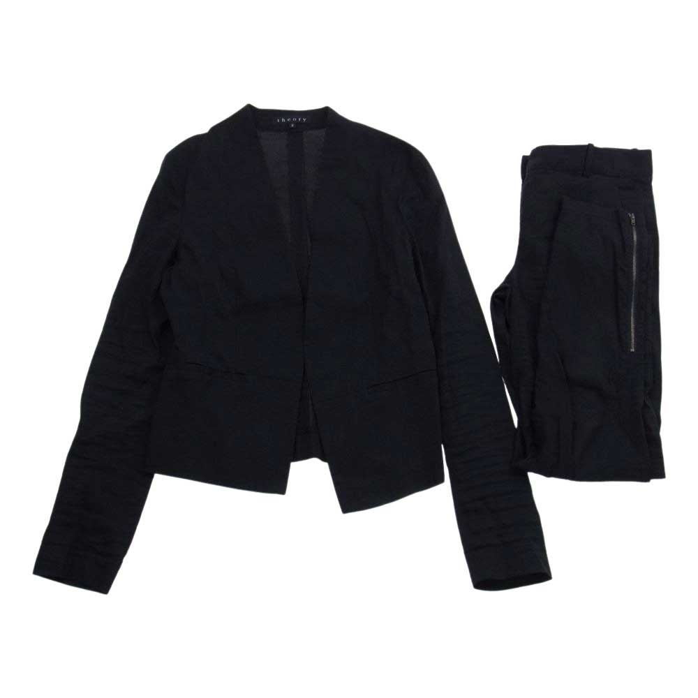 セオリー  01-2304133 01-120407 リネン混 ジャケットパンツ セットアップ ブラック系 2【中古】
