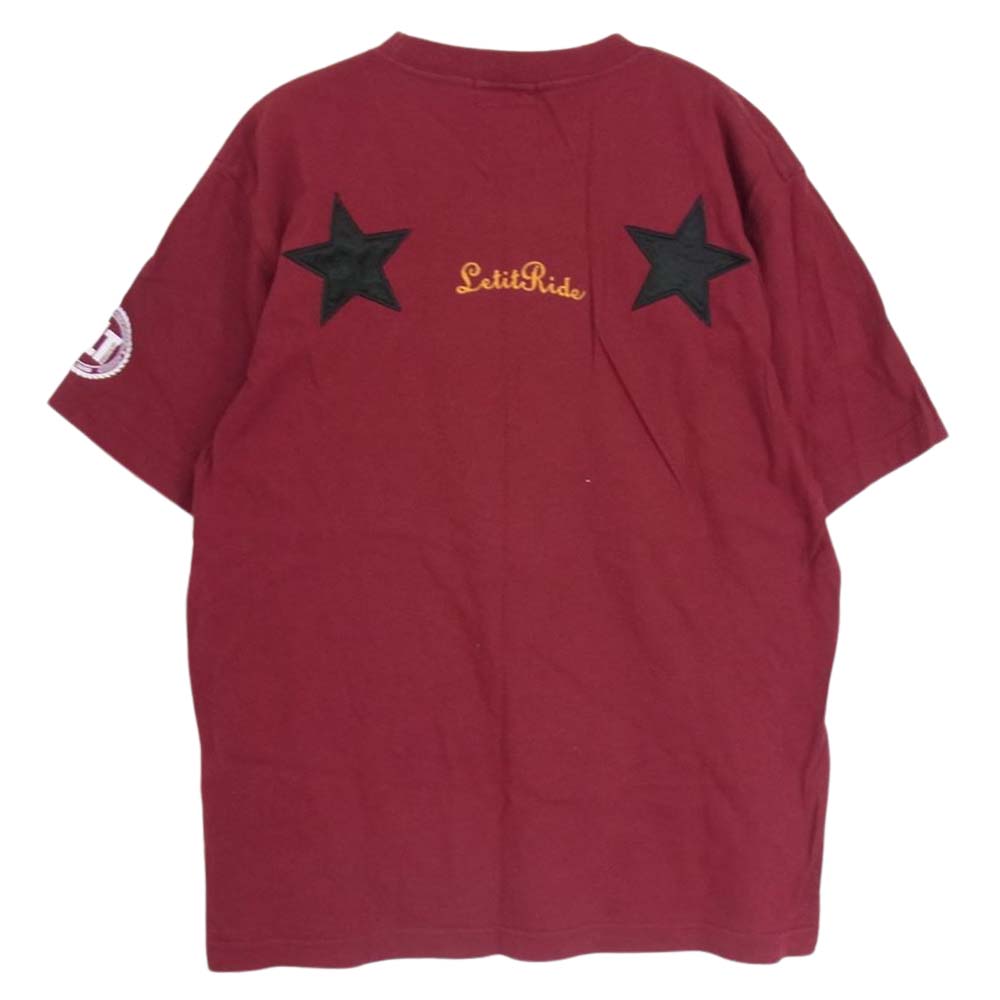 エムアンドエム × ELT ダブルネーム ロゴ 半袖 Tシャツ エンジ系 M【中古】