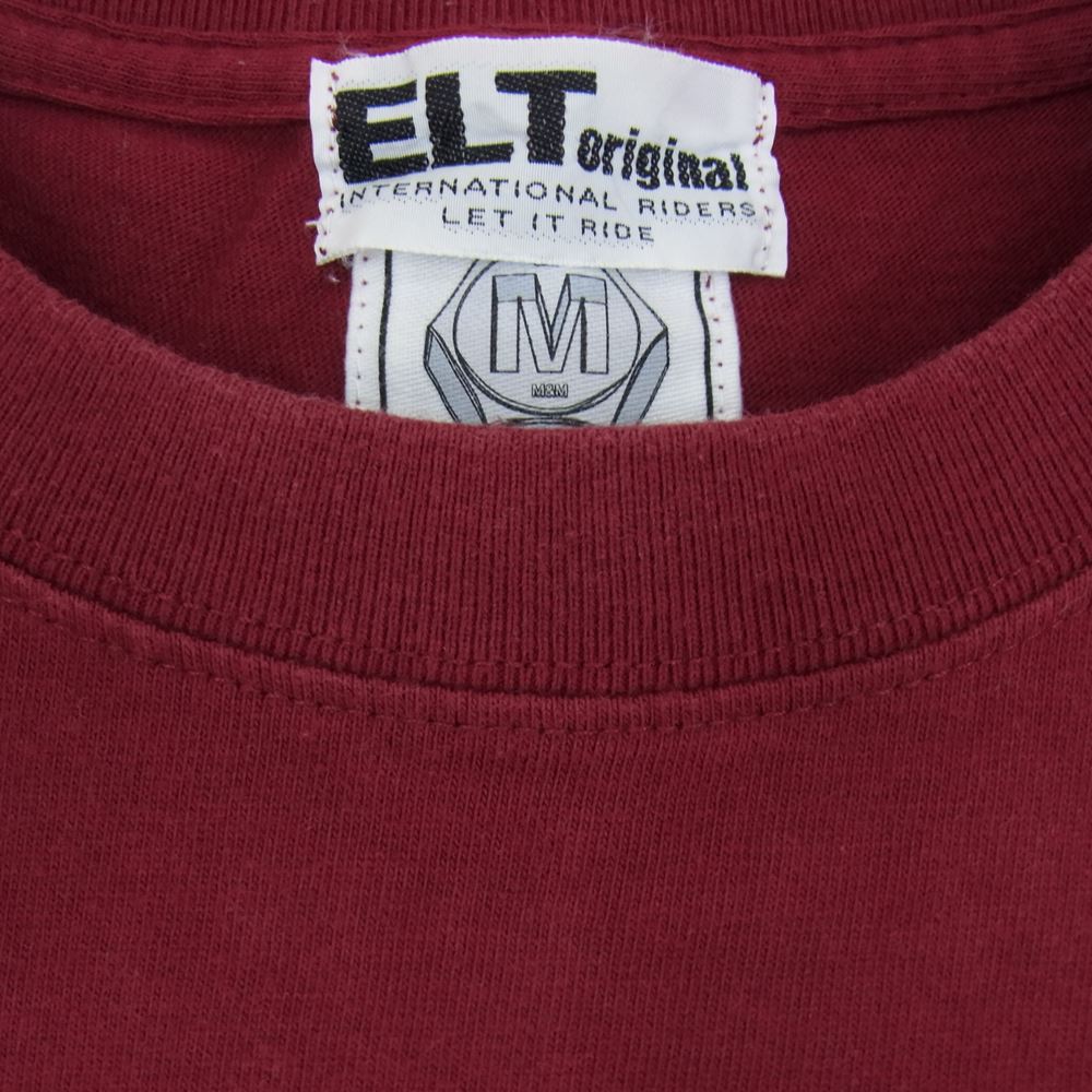 エムアンドエム × ELT ダブルネーム ロゴ 半袖 Tシャツ エンジ系 M【中古】