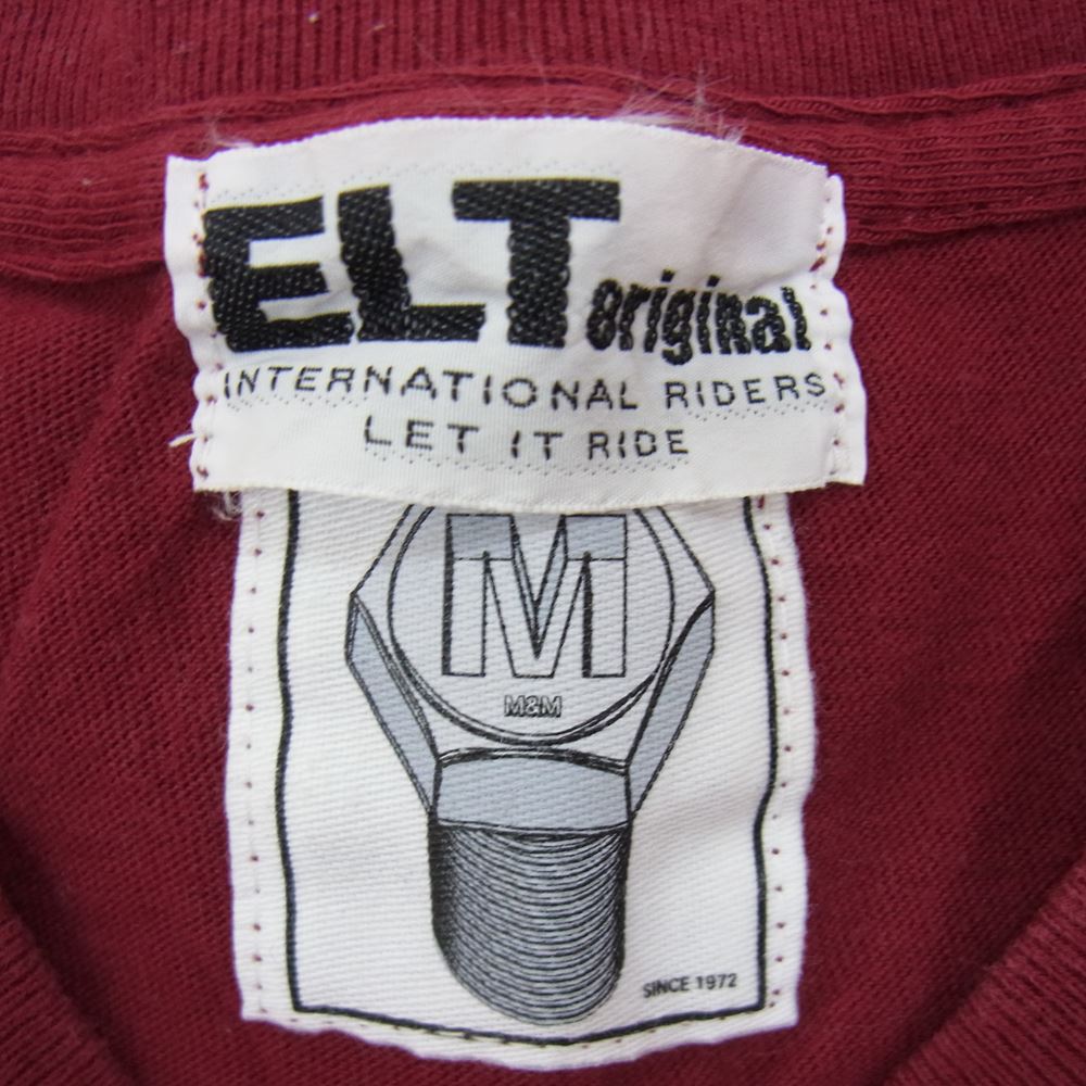 エムアンドエム × ELT ダブルネーム ロゴ 半袖 Tシャツ エンジ系 M【中古】
