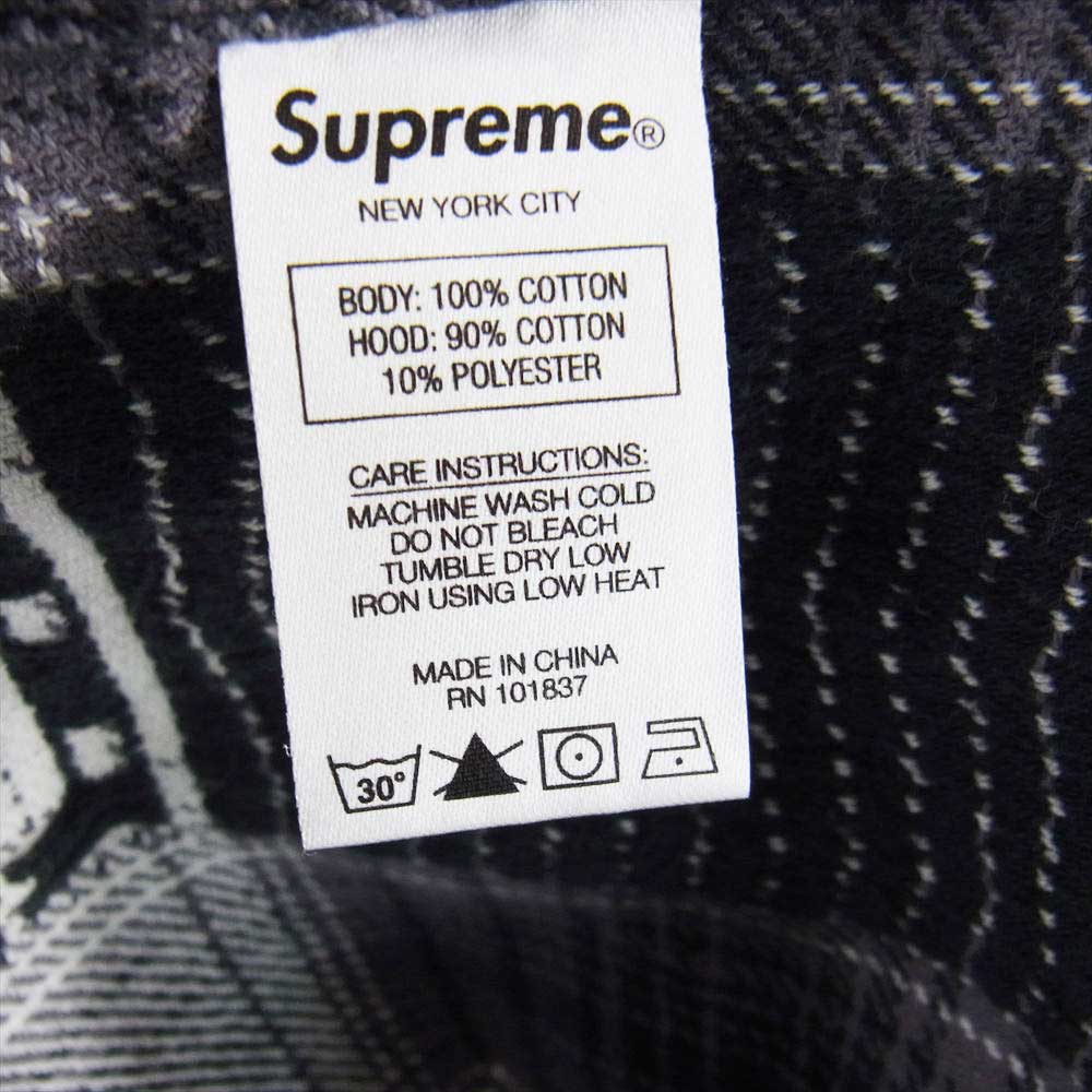 Supreme シュプリーム 20AW  Hooded Shadow plaid Shirts フード付き ネル 長袖シャツ グレー系 S【中古】