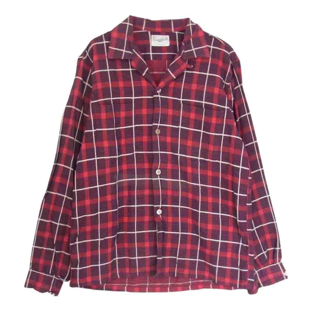 クランブルック 60s オープン カラー チェック シャツ レッド系 M【中古】