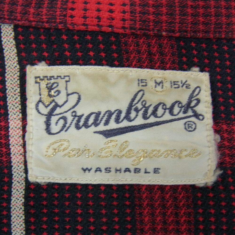 クランブルック 60s オープン カラー チェック シャツ レッド系 M【中古】