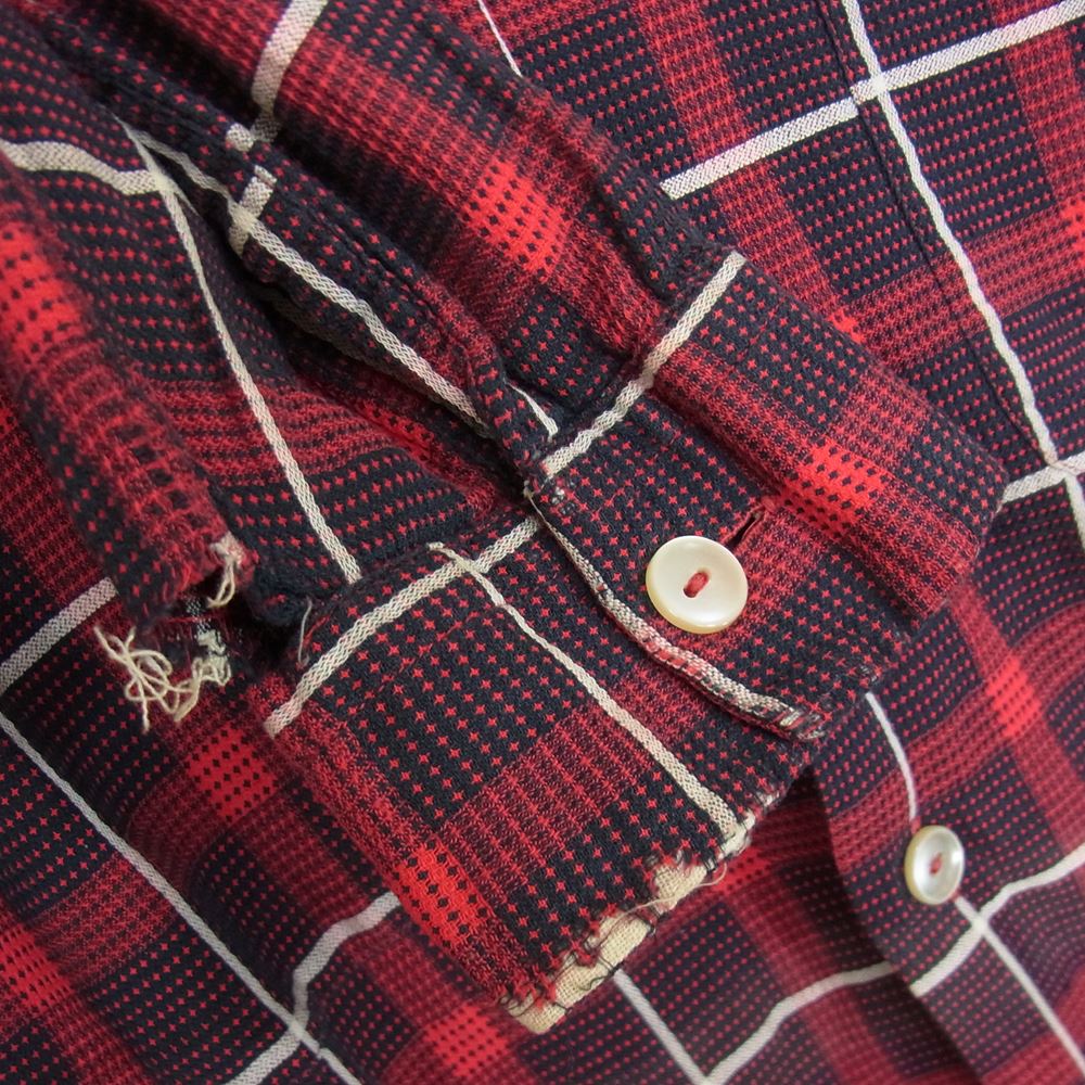 クランブルック 60s オープン カラー チェック シャツ レッド系 M【中古】