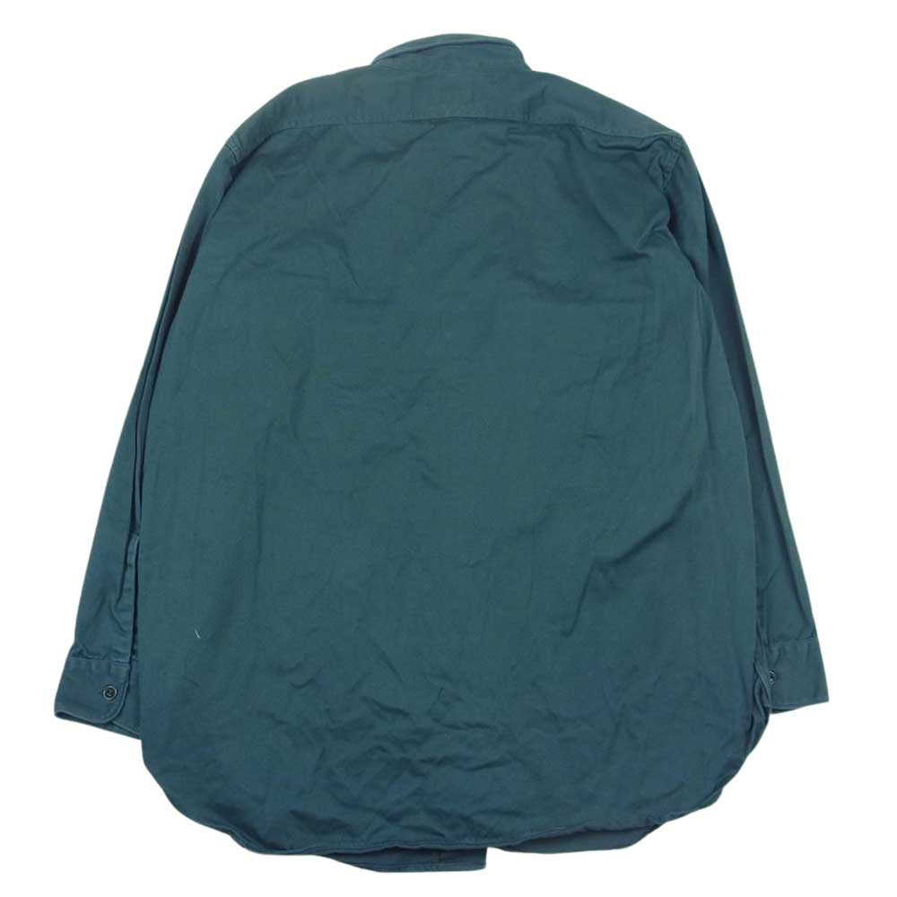 ヘラクレス ヴィンテージ 長袖 ワークシャツ マチ付き 猫目 ボタン グリーン系 M【中古】