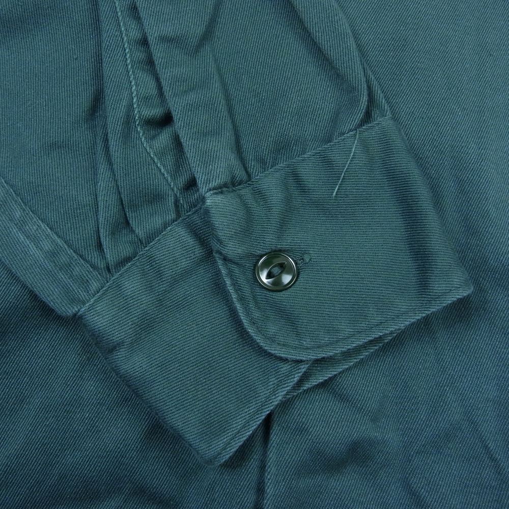 ヘラクレス ヴィンテージ 長袖 ワークシャツ マチ付き 猫目 ボタン グリーン系 M【中古】