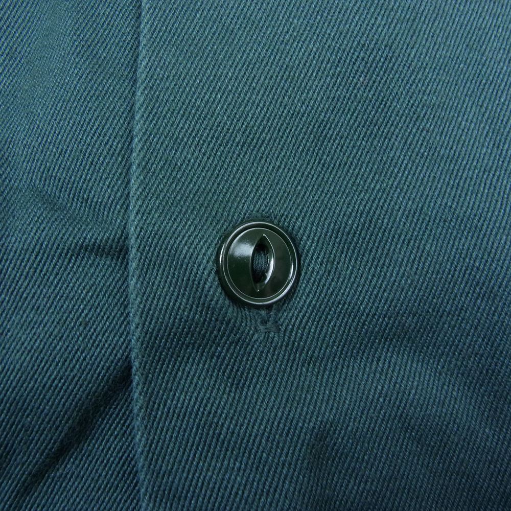 ヘラクレス ヴィンテージ 長袖 ワークシャツ マチ付き 猫目 ボタン グリーン系 M【中古】