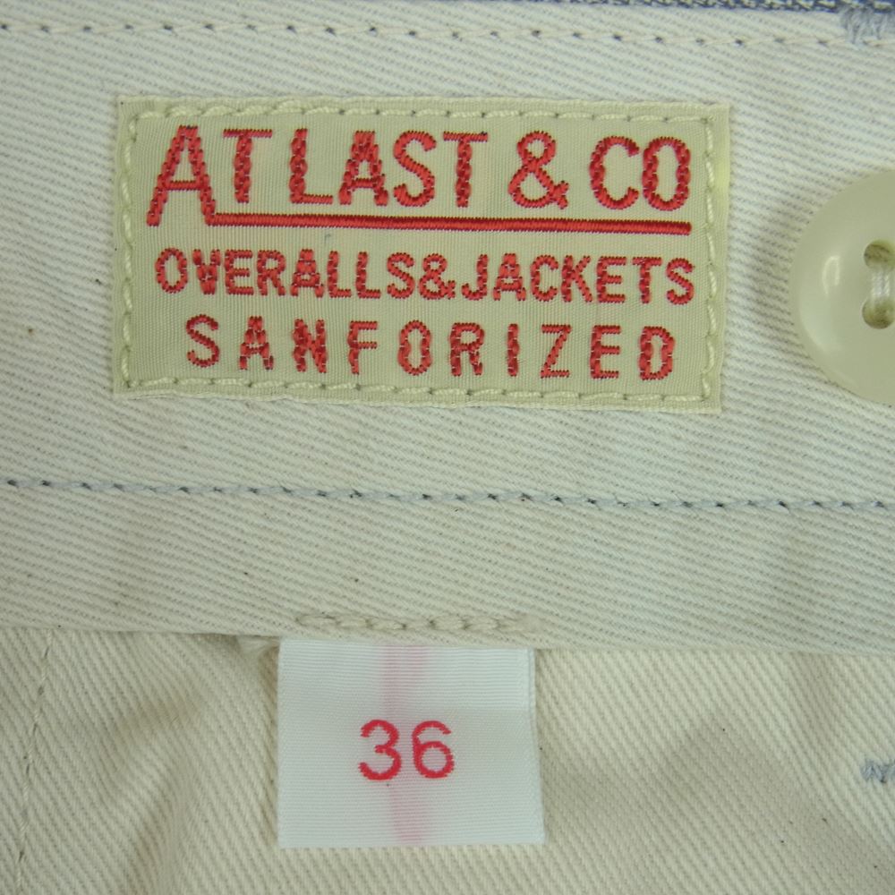 AT LAST アットラスト ストライプ ボタンフライ ミリタリー チノ パンツ グレー系 36【中古】