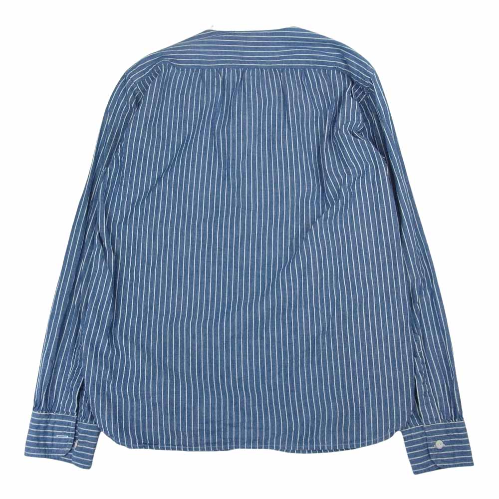 The REAL McCOY'S ザリアルマッコイズ DOUBLE DIAMOND STRIPE CHAMBRAY BAND COLLAR SHIRT ダブルダイヤモンド ストライプ シャンブレー バンドカラー シャツ インディゴブルー系 14【中古】
