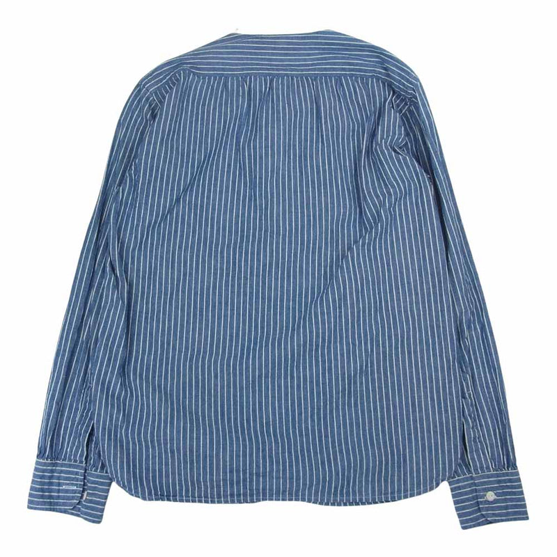 The REAL McCOY'S ザリアルマッコイズ DOUBLE DIAMOND STRIPE CHAMBRAY BAND COLLAR SHIRT ダブルダイヤモンド ストライプ シャンブレー バンドカラー シャツ インディゴブルー系 14【中古】