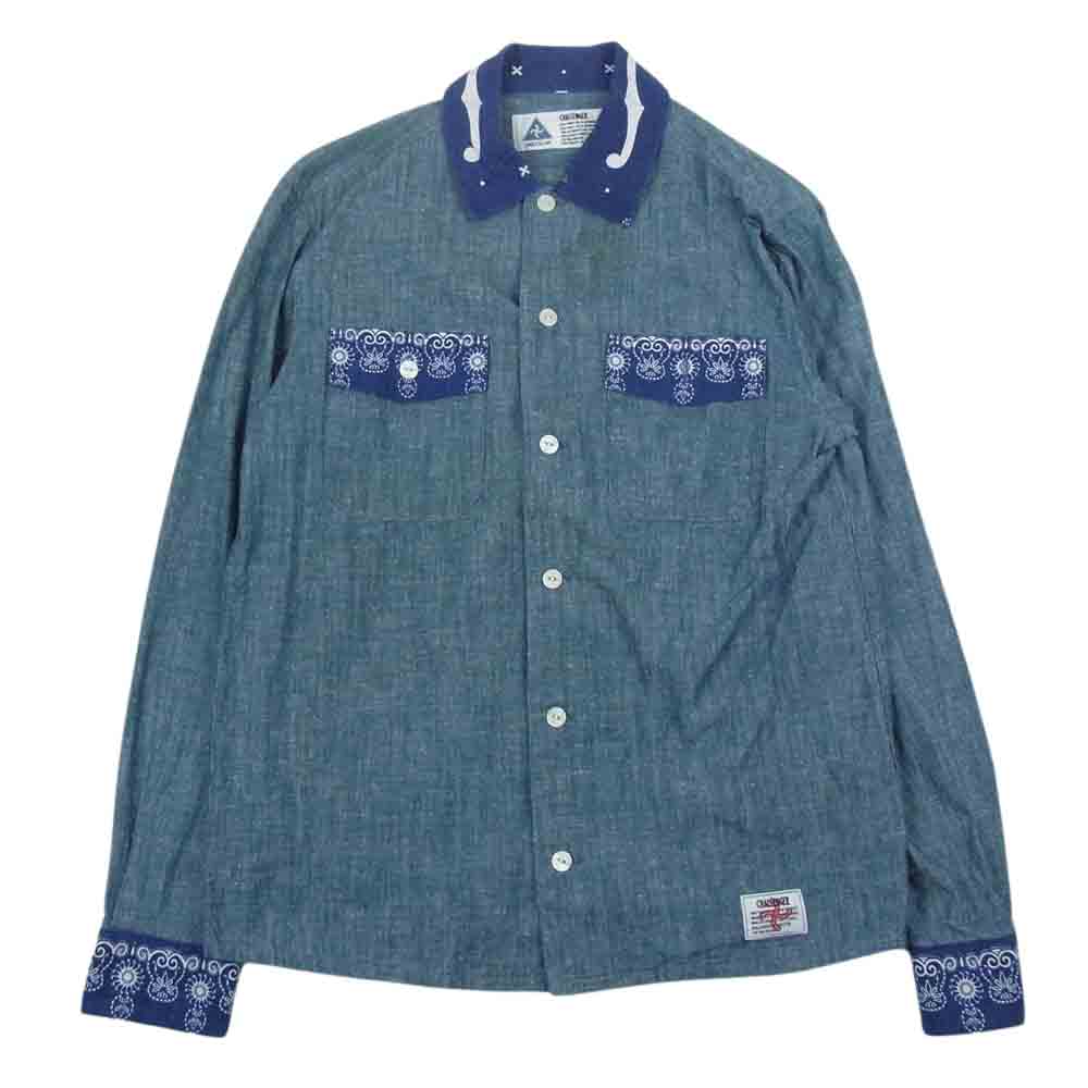 CHALLENGER チャレンジャー CLG-SH011-007 バンダナ柄 シャンブレー 長袖 シャツ インディゴブルー系 M【中古】