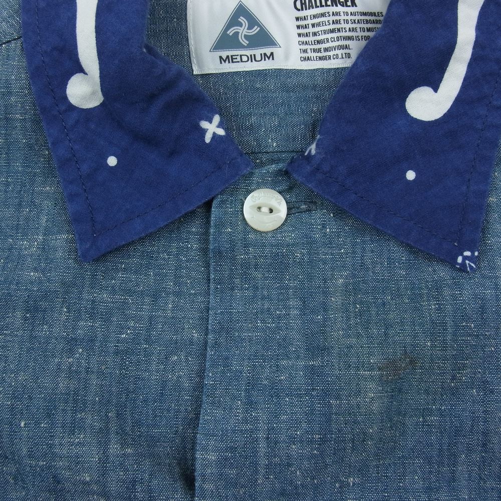 CHALLENGER チャレンジャー CLG-SH011-007 バンダナ柄 シャンブレー 長袖 シャツ インディゴブルー系 M【中古】