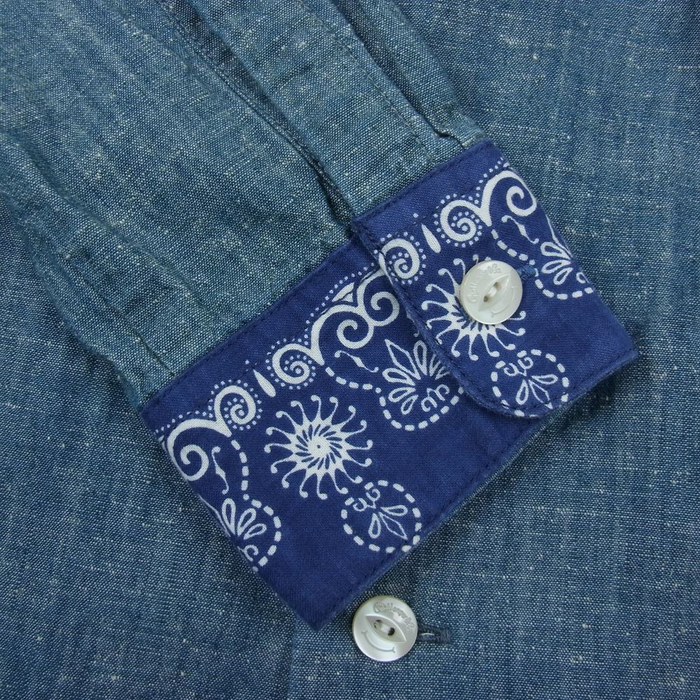 CHALLENGER チャレンジャー CLG-SH011-007 バンダナ柄 シャンブレー 長袖 シャツ インディゴブルー系 M【中古】