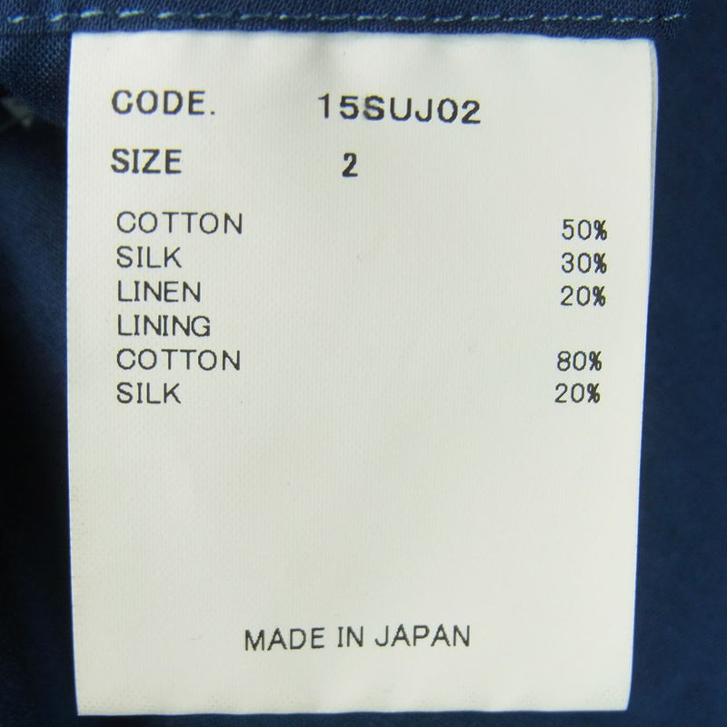 ウル 15SUJ02 チェック柄 テーラード ジャケット コットン シルク リネン 日本製 グレイッシュブルー系 2【中古】