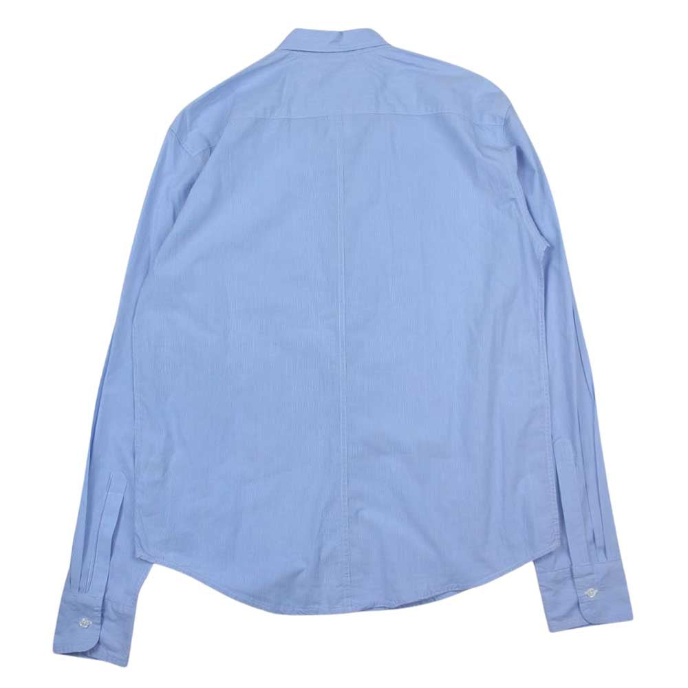 フランクアンドアイリーン ハート刺繍 ストライプ コットン 長袖 シャツ  ブルー系 XXS【中古】