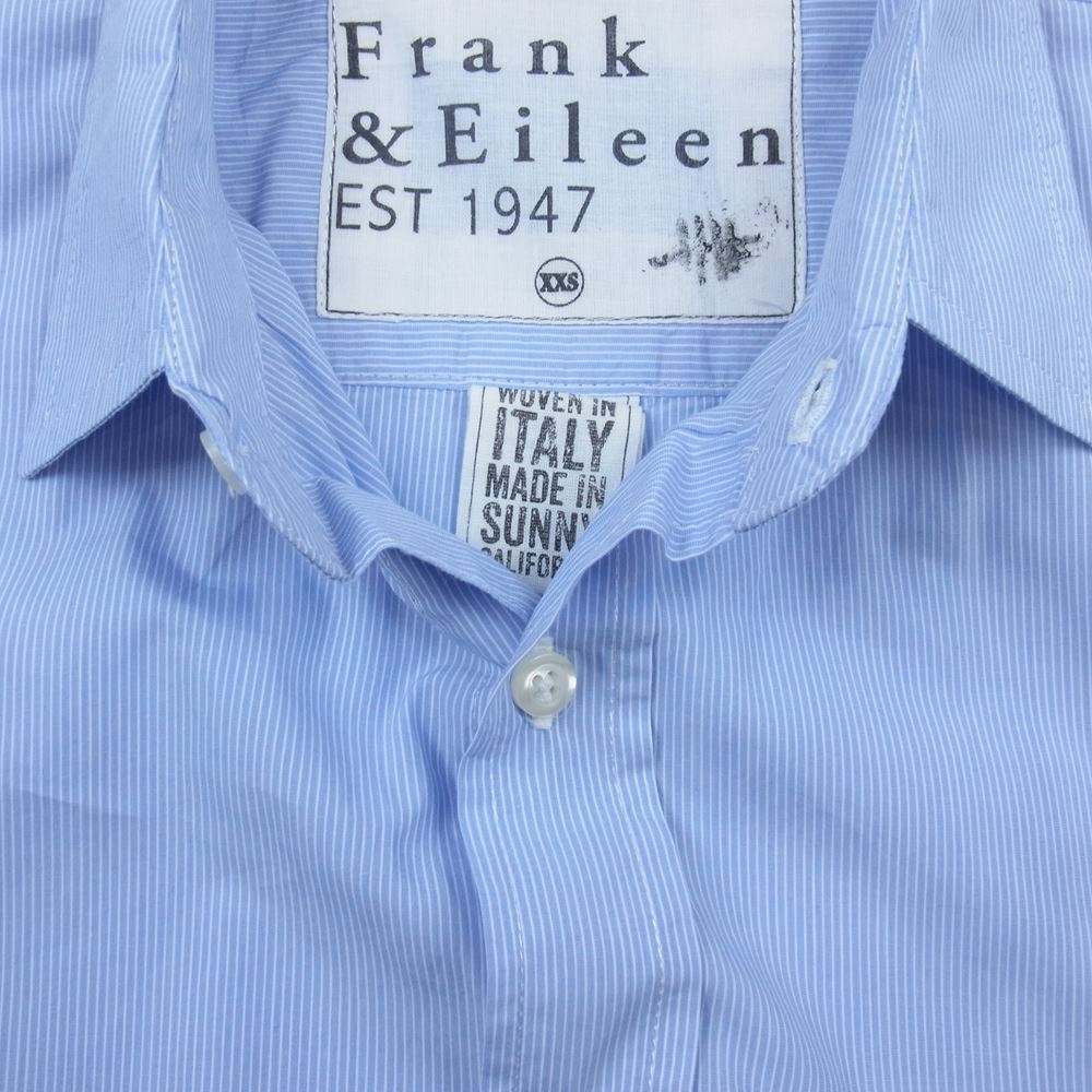 フランクアンドアイリーン ハート刺繍 ストライプ コットン 長袖 シャツ  ブルー系 XXS【中古】