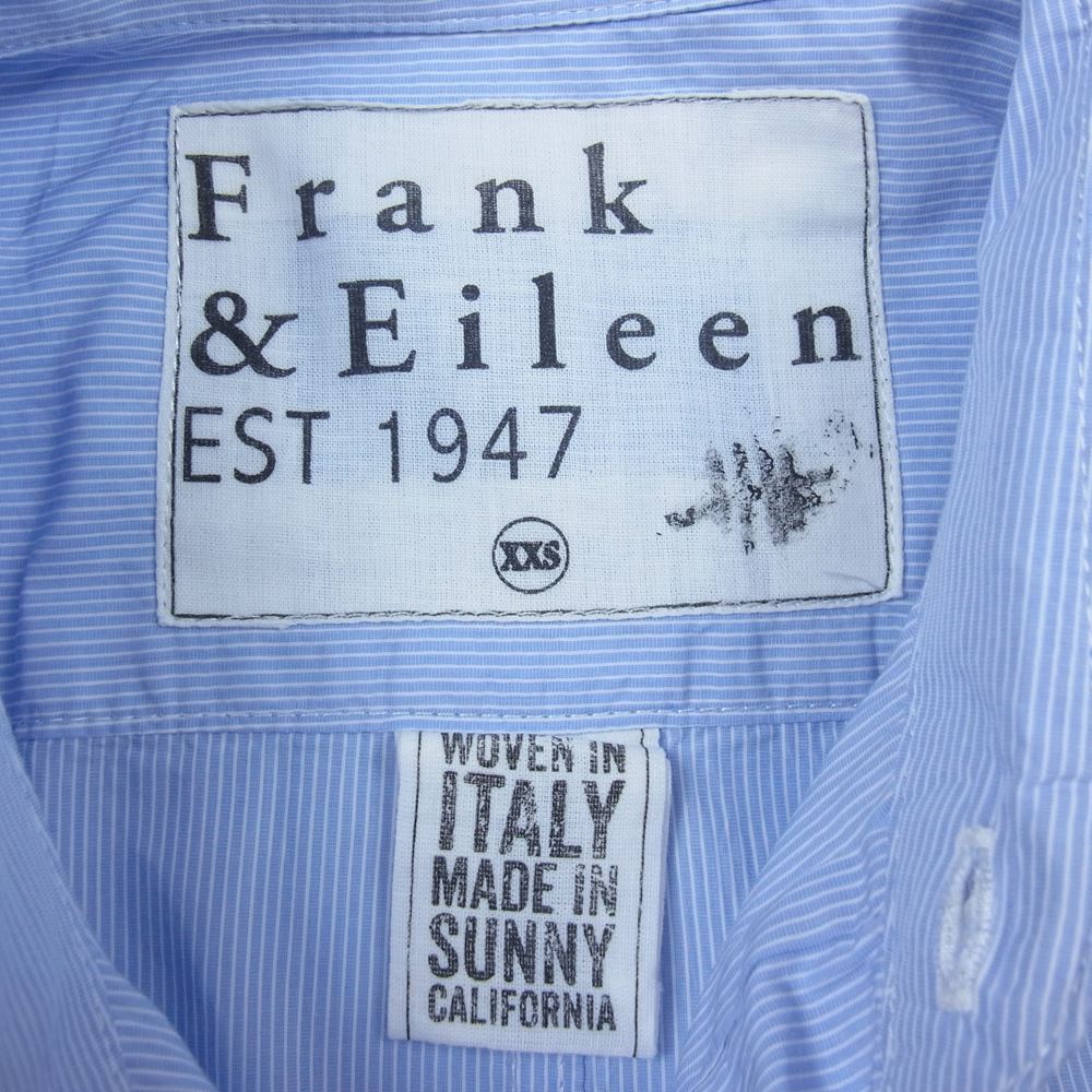 フランクアンドアイリーン ハート刺繍 ストライプ コットン 長袖 シャツ  ブルー系 XXS【中古】