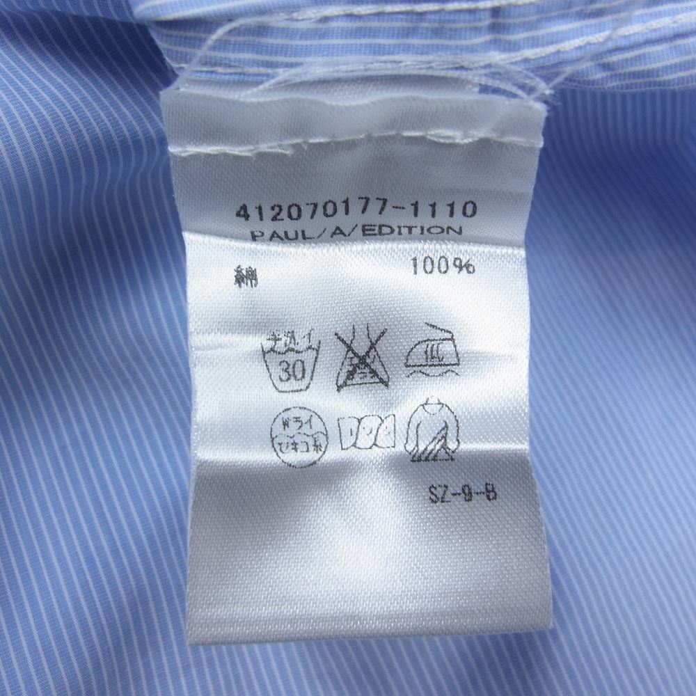 フランクアンドアイリーン ハート刺繍 ストライプ コットン 長袖 シャツ  ブルー系 XXS【中古】