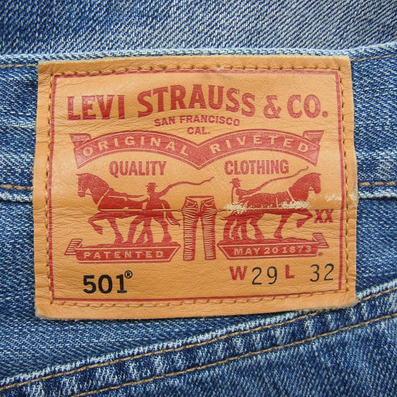 Levi's リーバイス 00501-1487 501 ボタンフライ オーセンティック ヴィンテージ ユーズド加工 デニム パンツ  インディゴブルー系 29【中古】