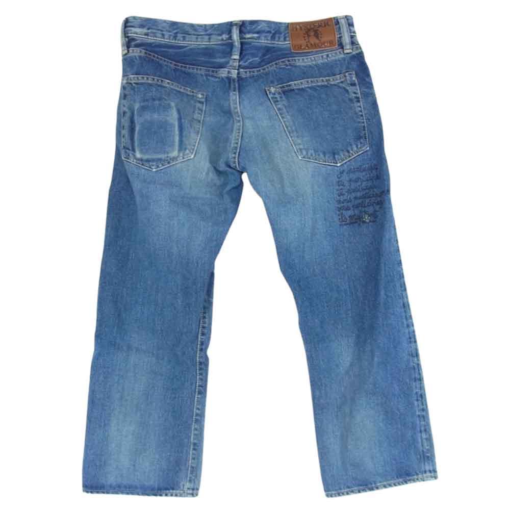 HYSTERIC GLAMOUR ヒステリックグラマー 0211AP11 SP CLASH加工 UNITE スタッズ クロップド デニム パンツ インディゴブルー系 30【中古】