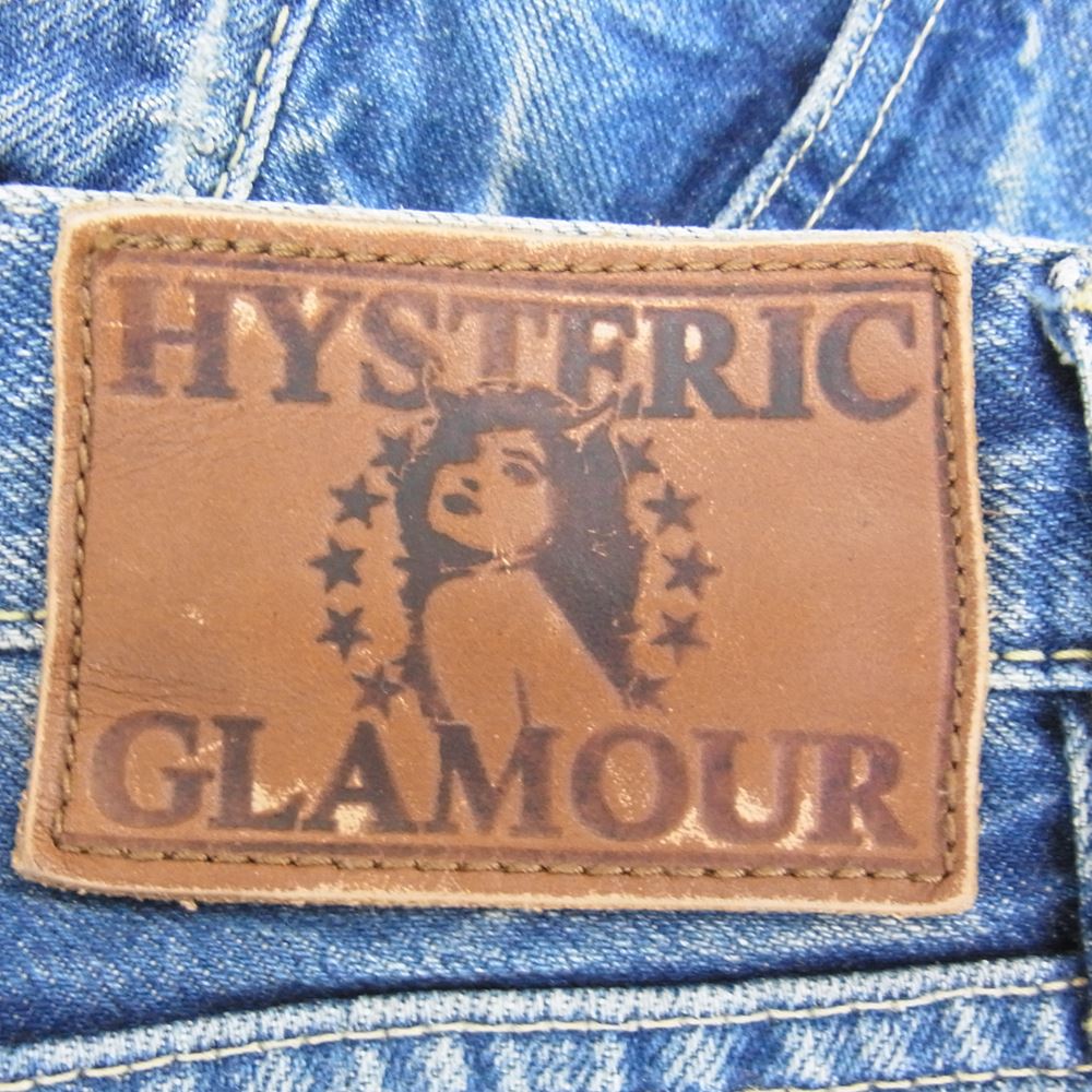 HYSTERIC GLAMOUR ヒステリックグラマー 0211AP11 SP CLASH加工 UNITE スタッズ クロップド デニム パンツ インディゴブルー系 30【中古】