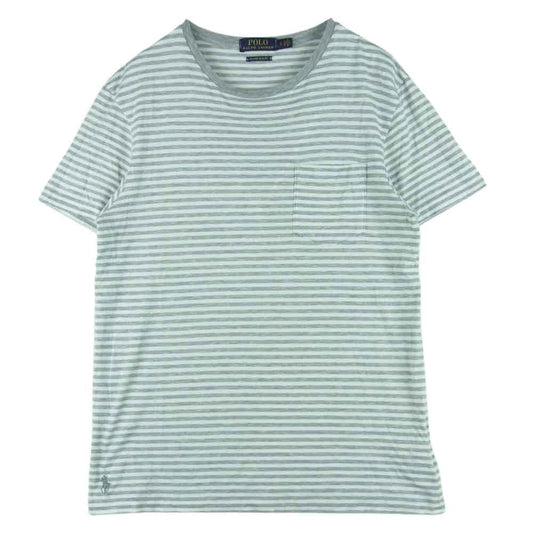 POLO RALPH LAUREN ポロ・ラルフローレン CUSTOM SLIM FIT カスタム スリム フィット ポケット ボーダー 半袖 Tシャツ グレー系 ホワイト系 S【中古】