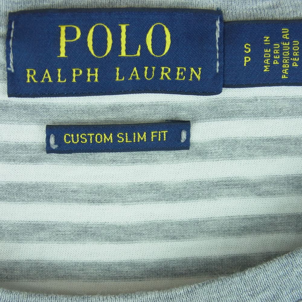 POLO RALPH LAUREN ポロ・ラルフローレン CUSTOM SLIM FIT カスタム スリム フィット ポケット ボーダー 半袖 Tシャツ グレー系 ホワイト系 S【中古】